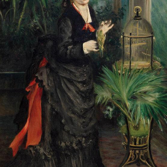 Woman with Parrot Painting - Meri Deewar 2 : 3 Vertical Premium Wall Art Canvas by MeriDeewar