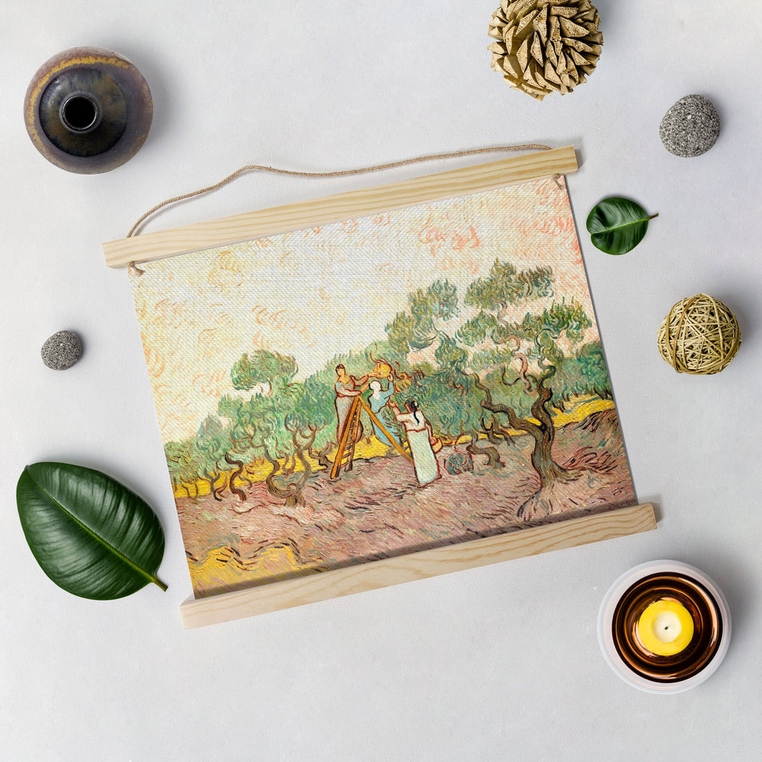 Women Picking Olives By Van Gogh Hanging Canvas Painting - Meri Deewar Hanging Canvas Premium Wall Art Canvas by MeriDeewar