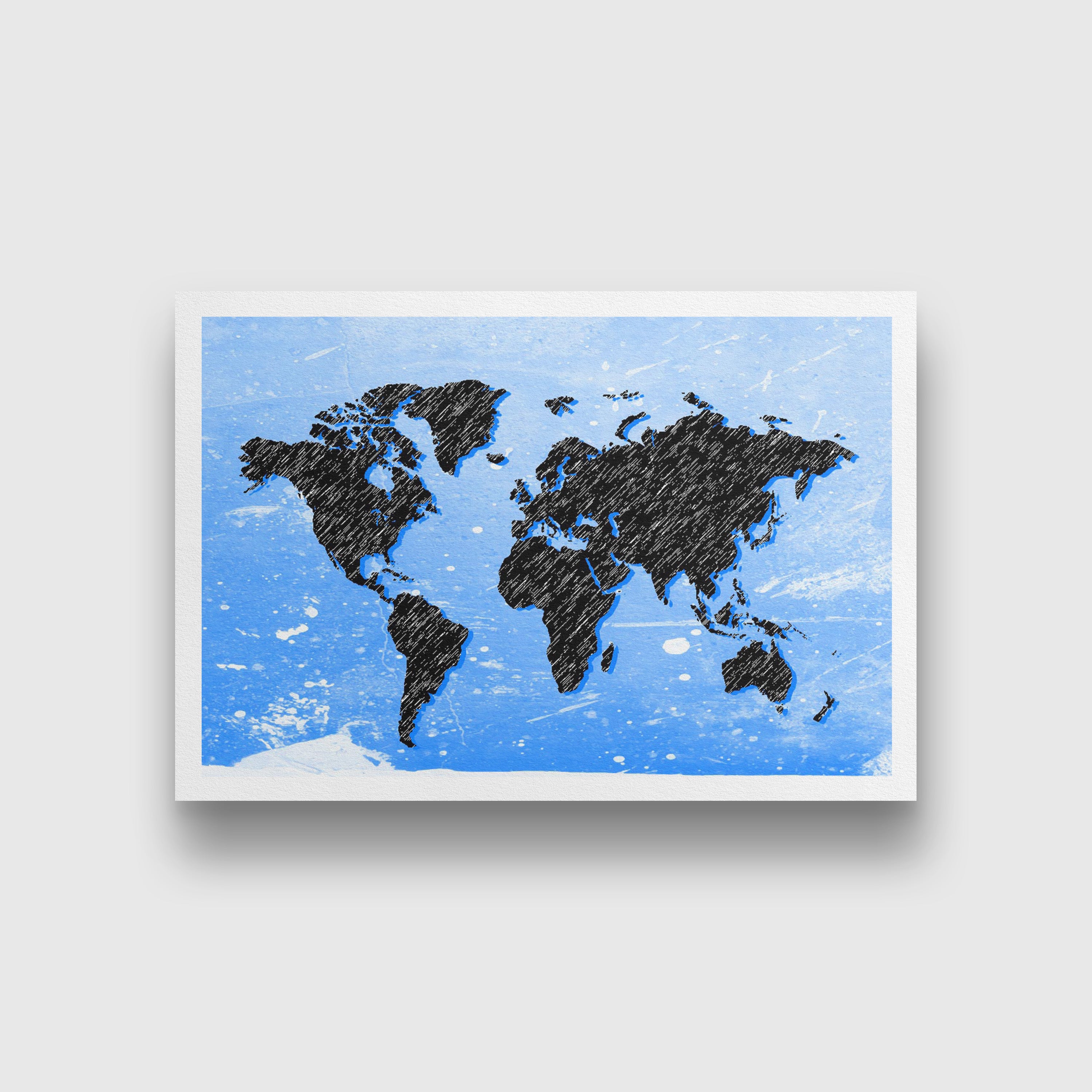 world-map-2-1 painting 3 : 2 Horizontal Premium Wall Art Canvas by MeriDeewar