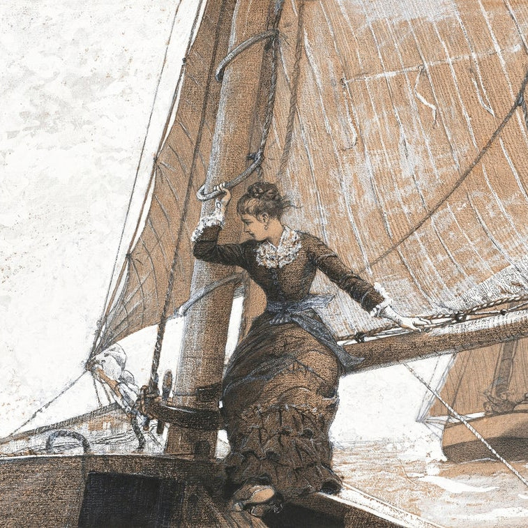 Yachting Girl painting - Meri Deewar 3 : 2 Horizontal Premium Wall Art Canvas by MeriDeewar