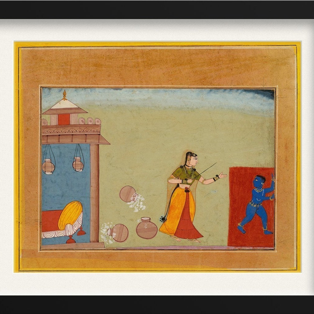 Yashoda_Chastises_Her_Foster_Son_Youthful_Krishna Painting - Meri Deewar 5 : 4 Horizontal Premium Wall Art Canvas by MeriDeewar
