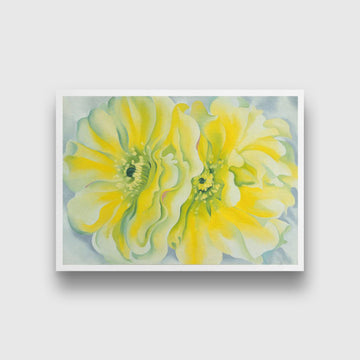 Yellow Cactus Flower Painting - Meri Deewar 4 : 3 Horizontal Premium Wall Art Canvas by MeriDeewar