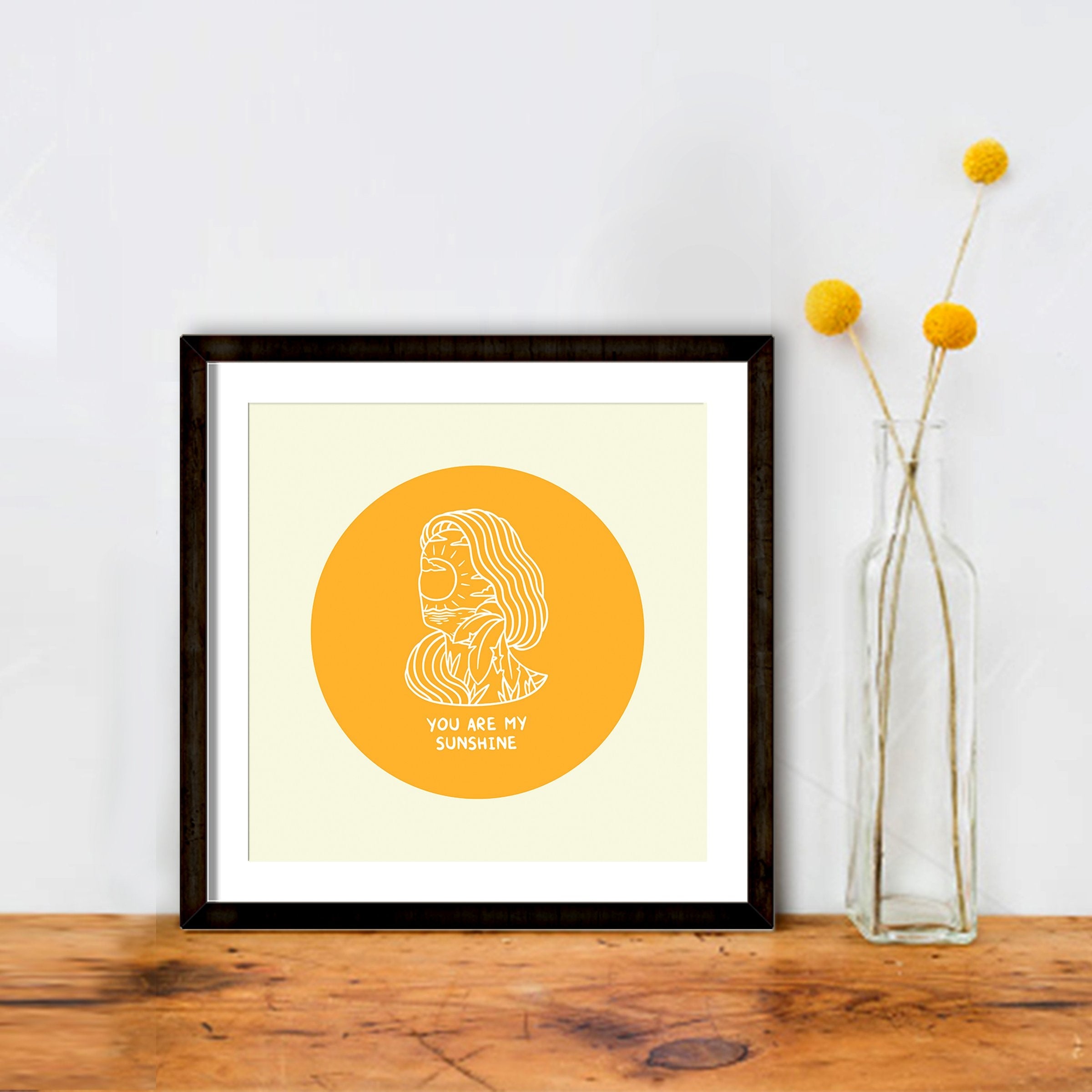 You Are My Sunshine Artwork 1 : 1 Square Premium Wall Art Canvas by MeriDeewar