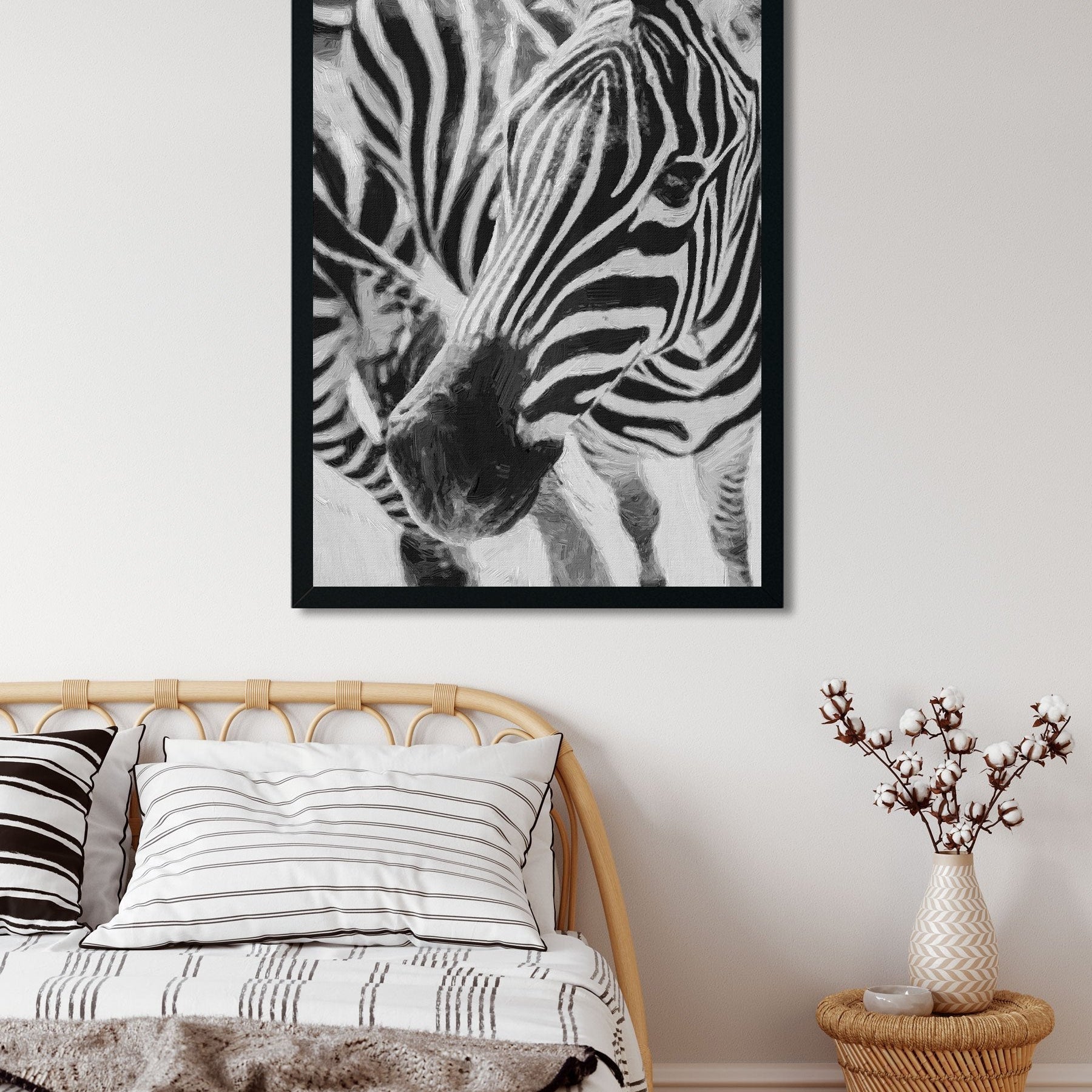 Young beautiful zebra Painting - Meri Deewar 2 : 3 Vertical Premium Wall Art Canvas by MeriDeewar