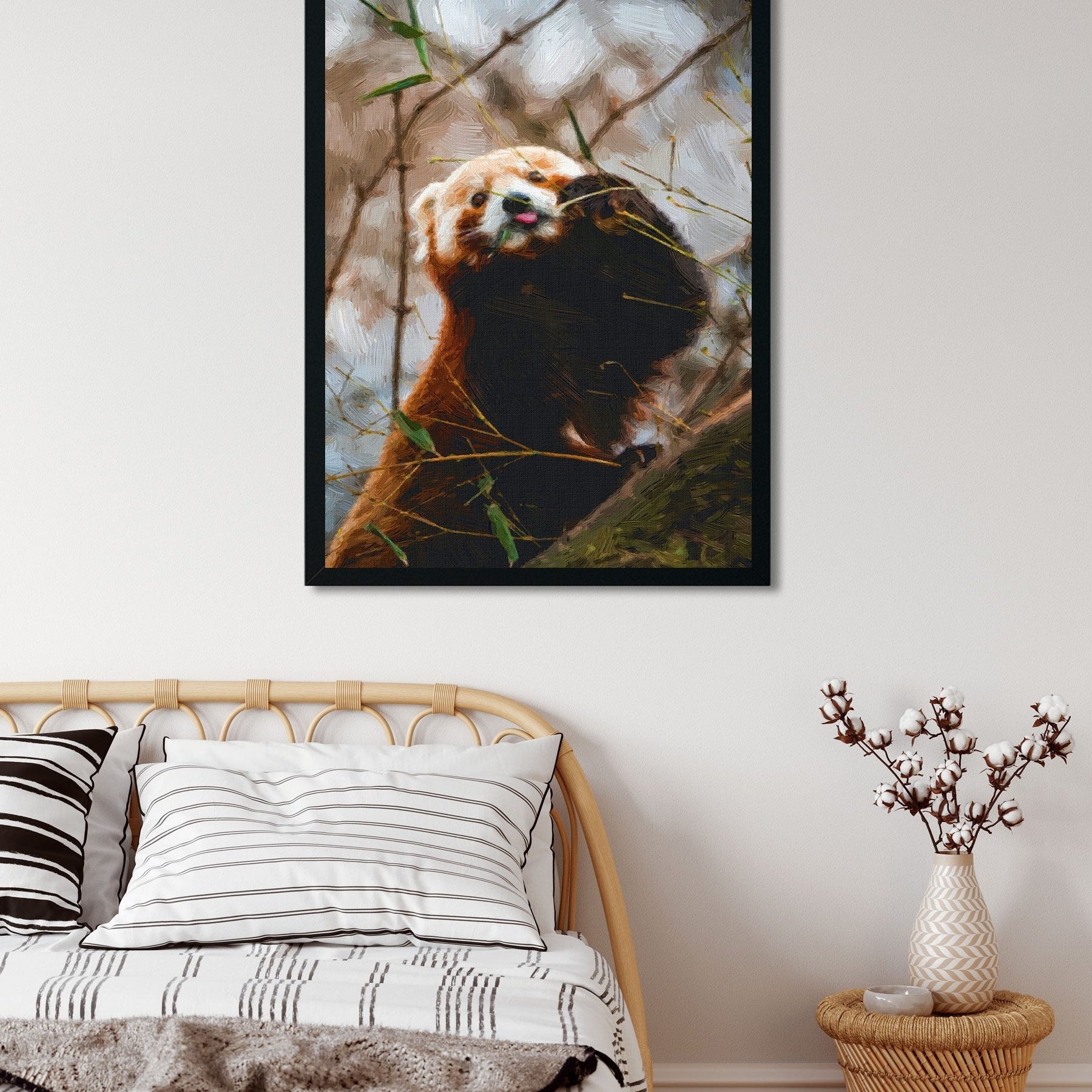 Young brown bear in the forest Painting - Meri Deewar 1 : 2 Vertical Premium Wall Art Canvas by MeriDeewar