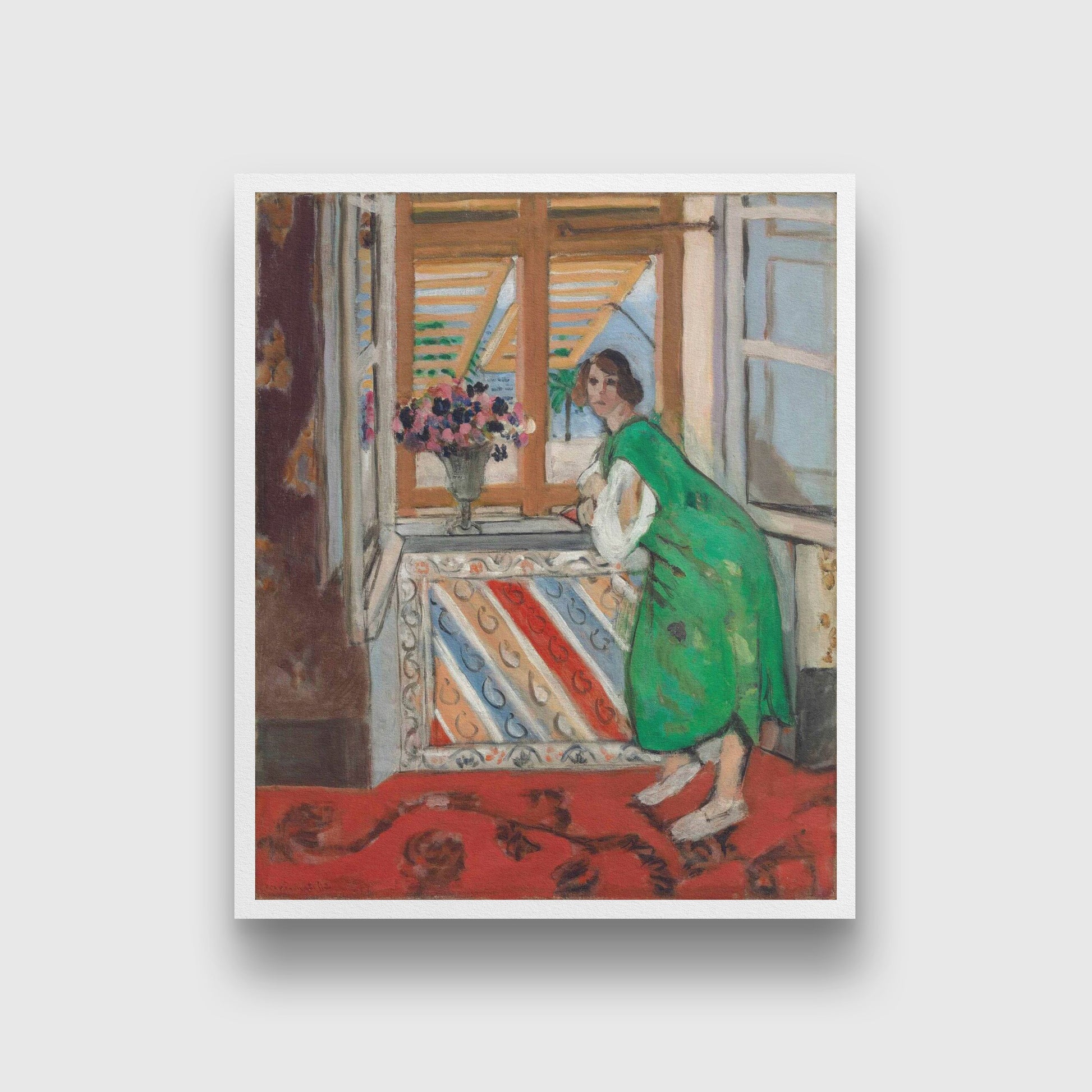 Young Girl in a Green Dress-Meri Deewar 5 : 6 Vertical Premium Wall Art Canvas by MeriDeewar