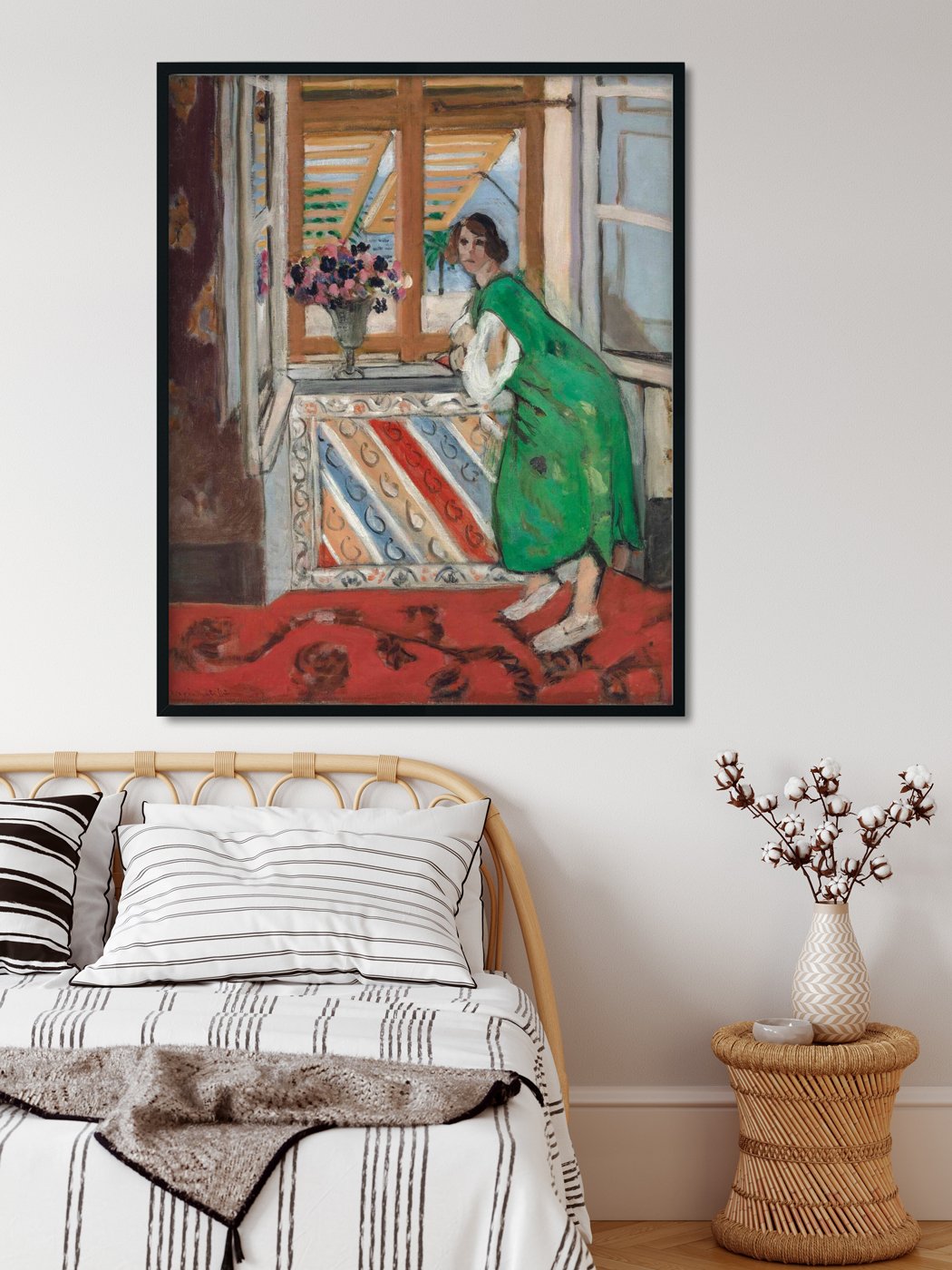 Young Girl in a Green Dress-Meri Deewar 5 : 6 Vertical Premium Wall Art Canvas by MeriDeewar