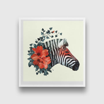 Zebra's Illustration 1 : 1 Square Premium Wall Art Canvas by MeriDeewar