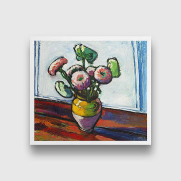 Zinnias Painting - MeriDeewar 1 : 1 Square Premium Wall Art Canvas by MeriDeewar