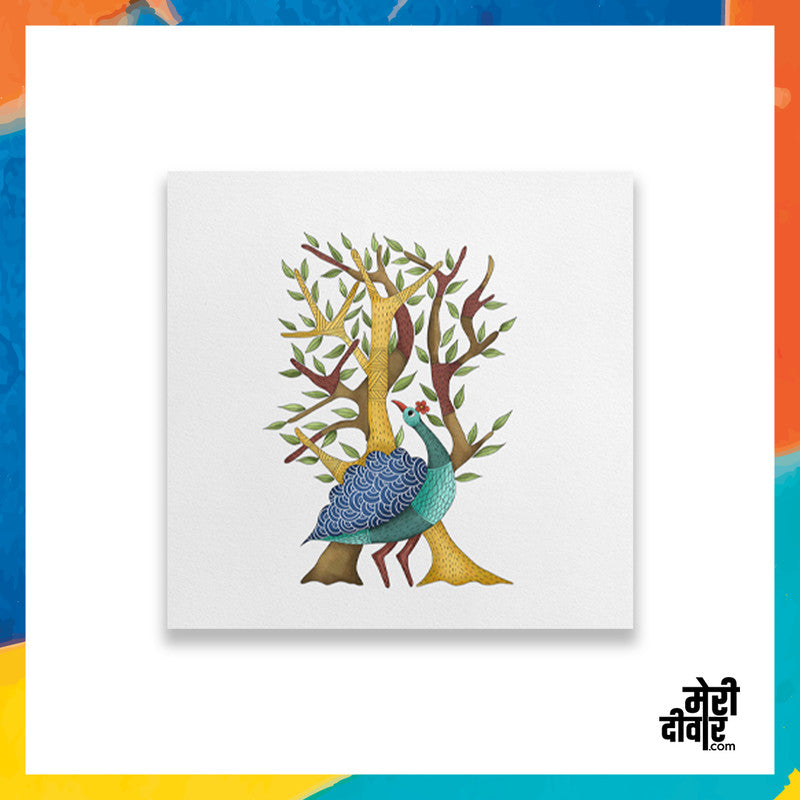 This peacock painting is one of Gond art, popular in Madhya Pradesh.