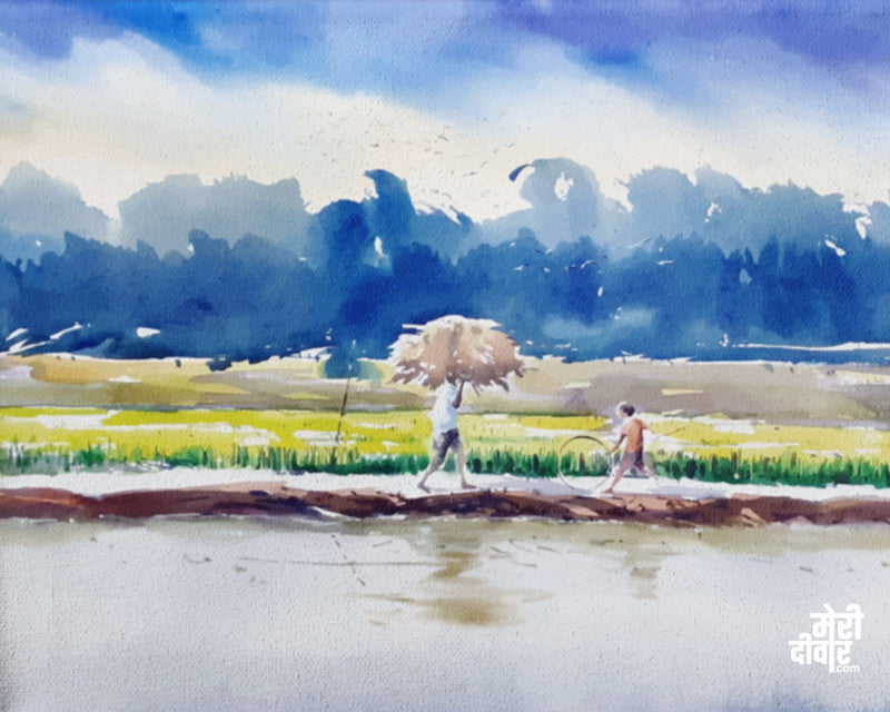 The easy yet concentrated strokes of watercolour in this painting make it look so real as if the water will start flowing any moment now!