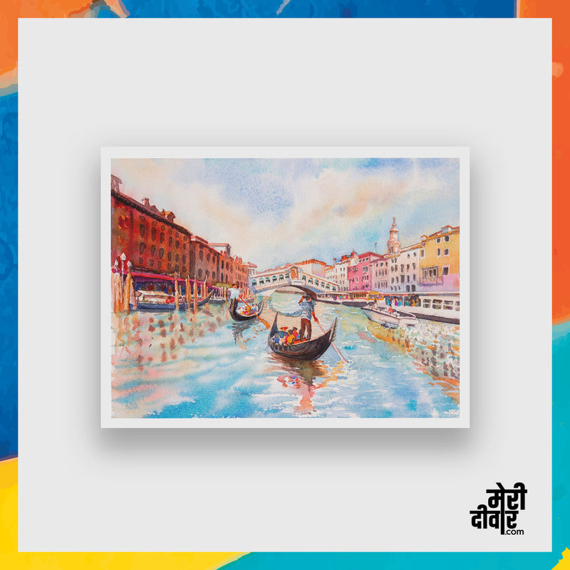 Gondola Ride in Venice, watercolor painting