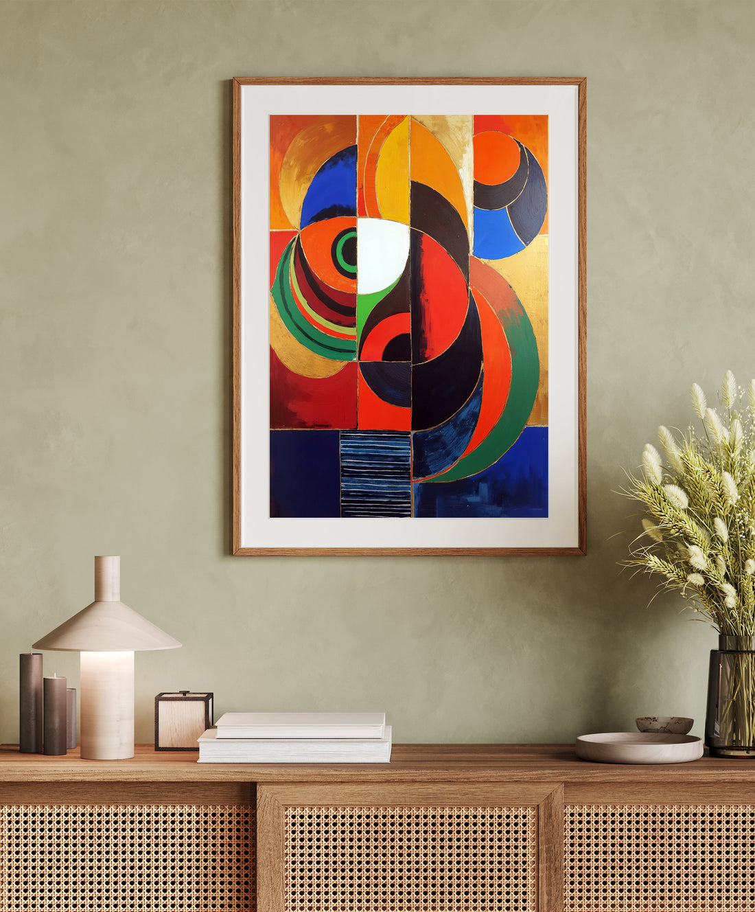 Vigorous S.H Raza-Inspired Abstract Painting for Modern Decor