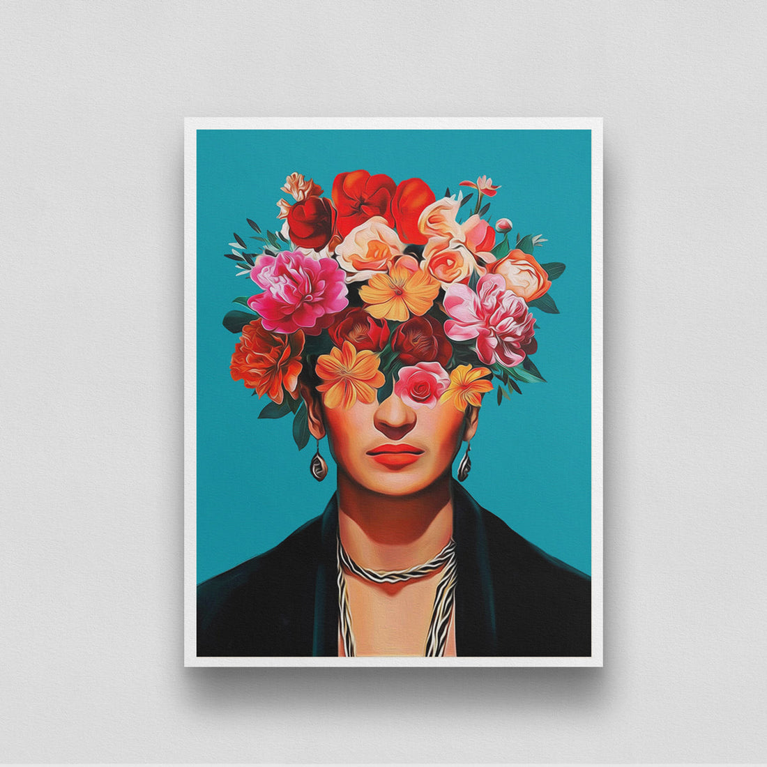 Frida Kahlo Portrait with Flowers Painting