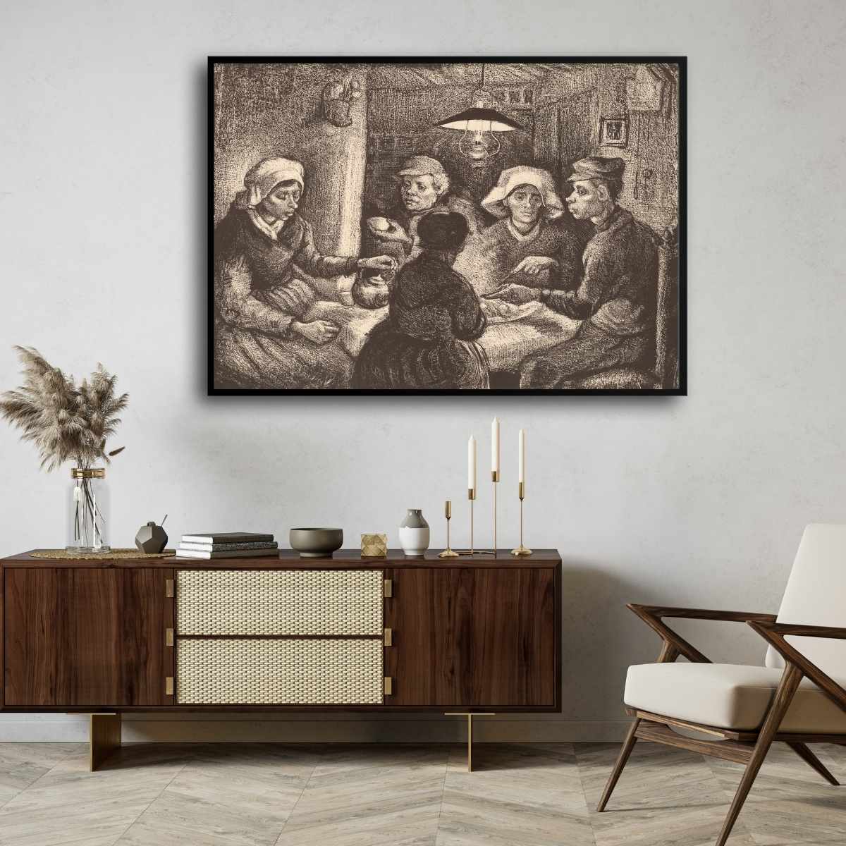The Potato Eaters by Van Gogh | Classic Wall Painting for Dining Room | Giclée Fine Art Print 4 : 3 Horizontal Premium Wall Art Canvas by MeriDeewar