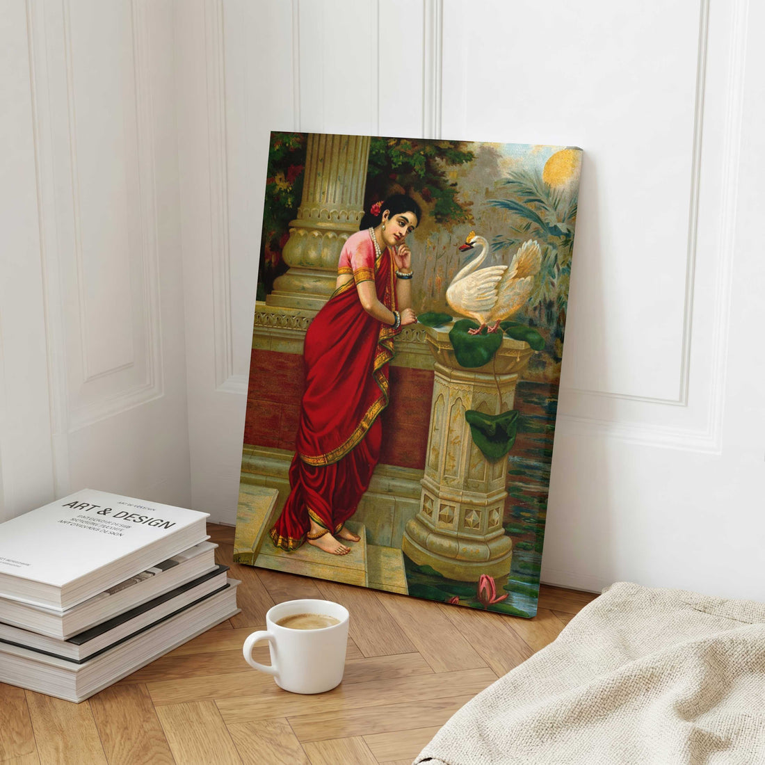 Hamsa damayanti By Raja Ravi Varma Painting - Meri Deewar 2 : 3 Vertical Premium Wall Art Canvas by MeriDeewar