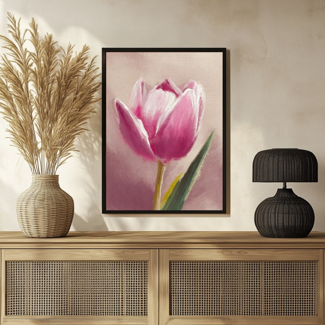 Tulip Flower Abstract Painting - Modern Wall Art for Home