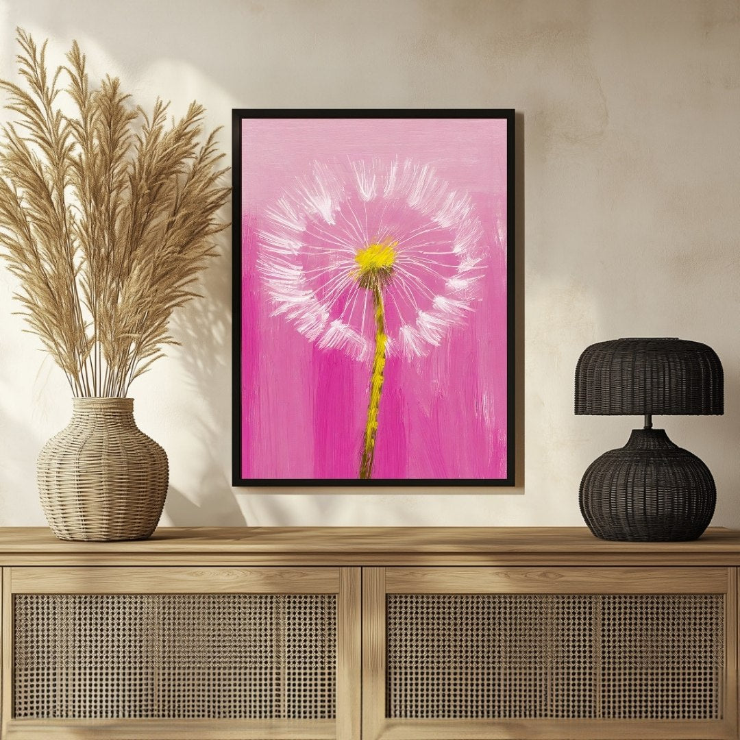 Vibrant Dandelion Flower Abstract Wall Art