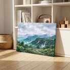 Deccan Monsoon | Western Ghats Watercolor Landscape Framed Art Curate Premium Wall Art Canvas by MeriDeewar