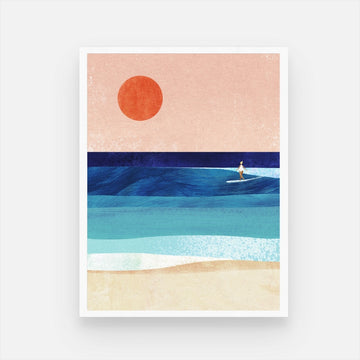 Surf Girl Art Print - Coastal Wall Decor for Beach Lovers