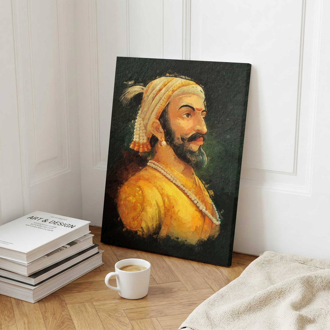Chatrapati Shivaji Maharaj Painting for Wall Art | Historic Warrior Artwork by MeriDeewar 2 : 3 Vertical Premium Wall Art Canvas by MeriDeewar