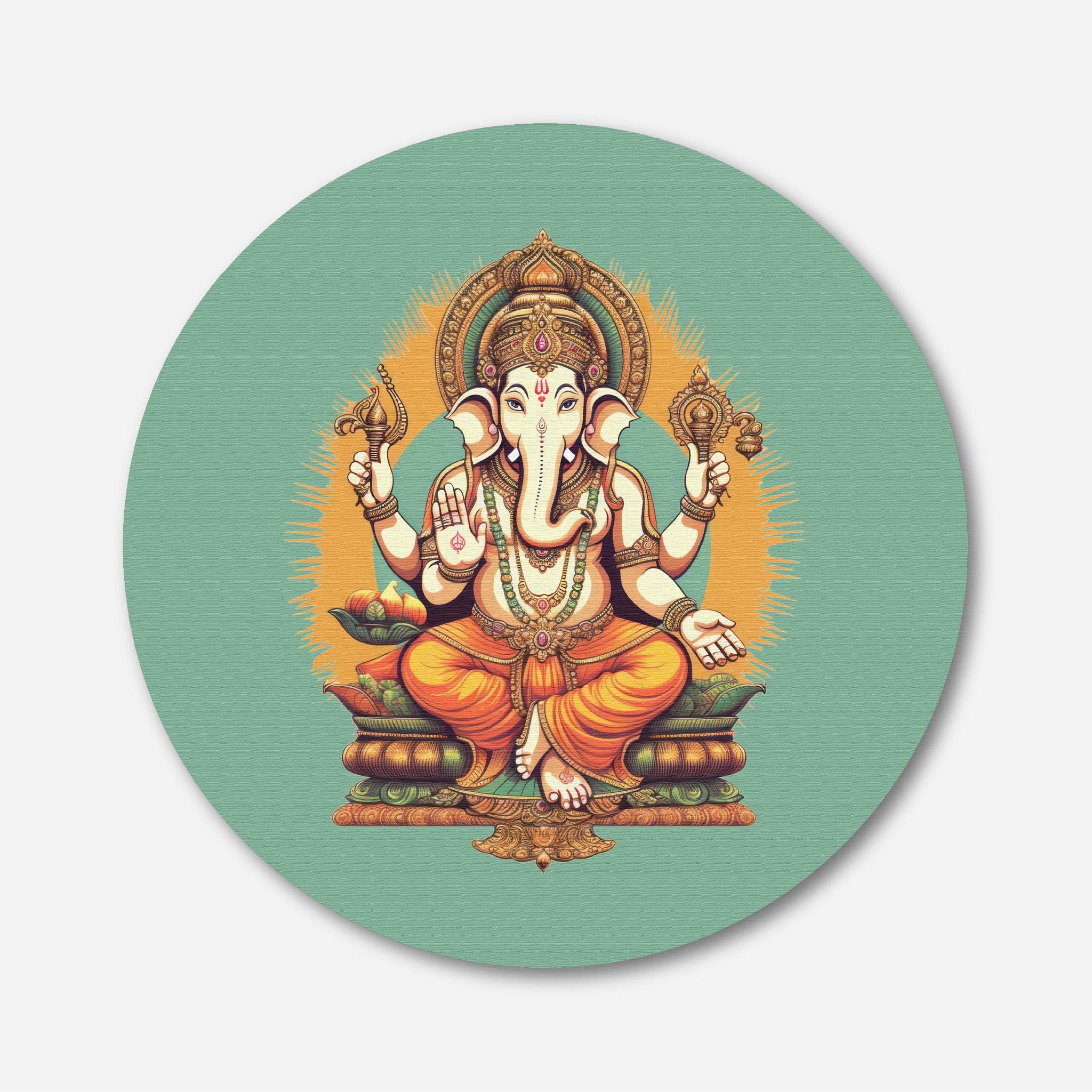 Lord Ganesh Circular Gallery Wrap Canvas