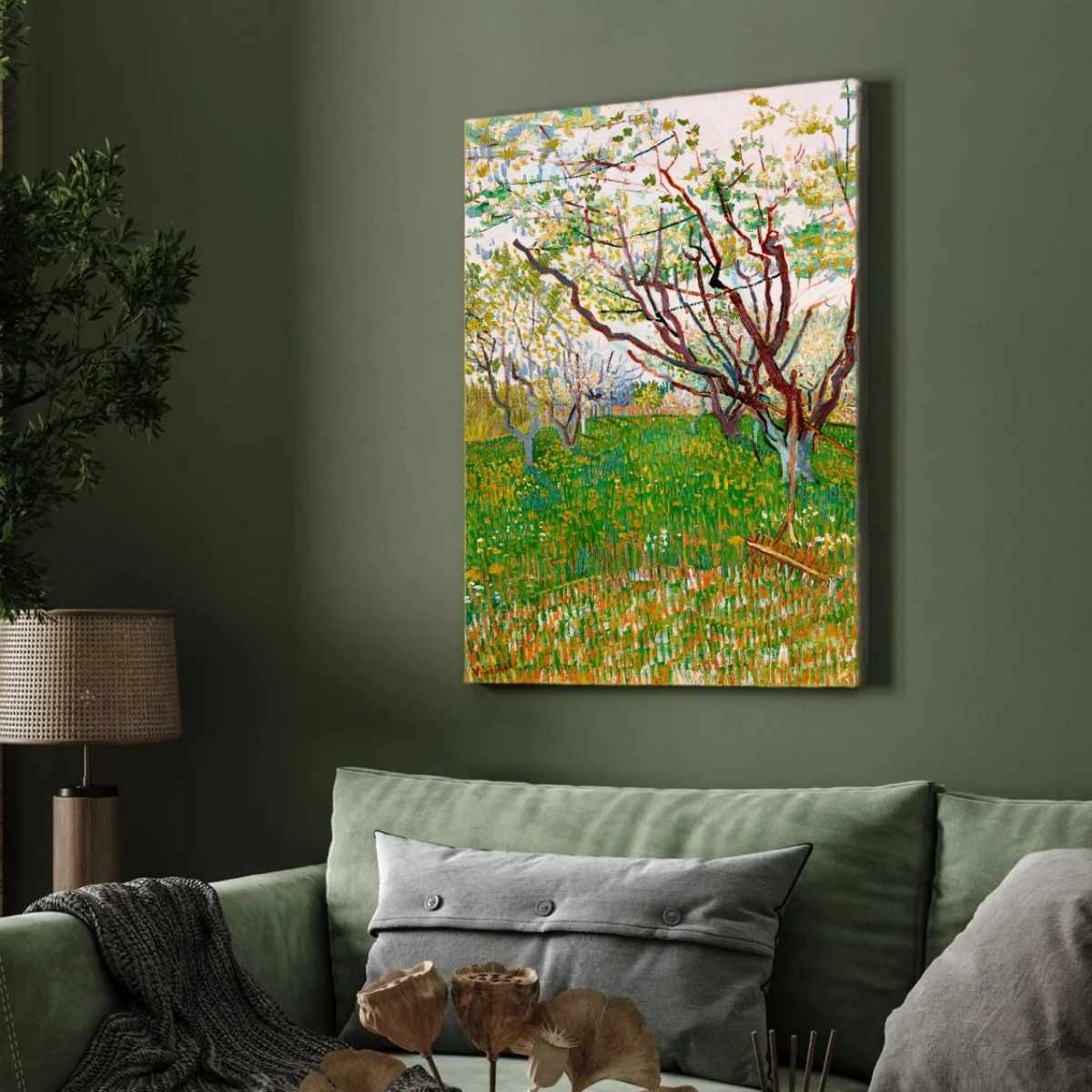 The Flowering Orchard Van Gogh Painting for Living Room | Nature Wall Art | Giclée Print 3 : 4 Vertical Premium Wall Art Canvas by MeriDeewar