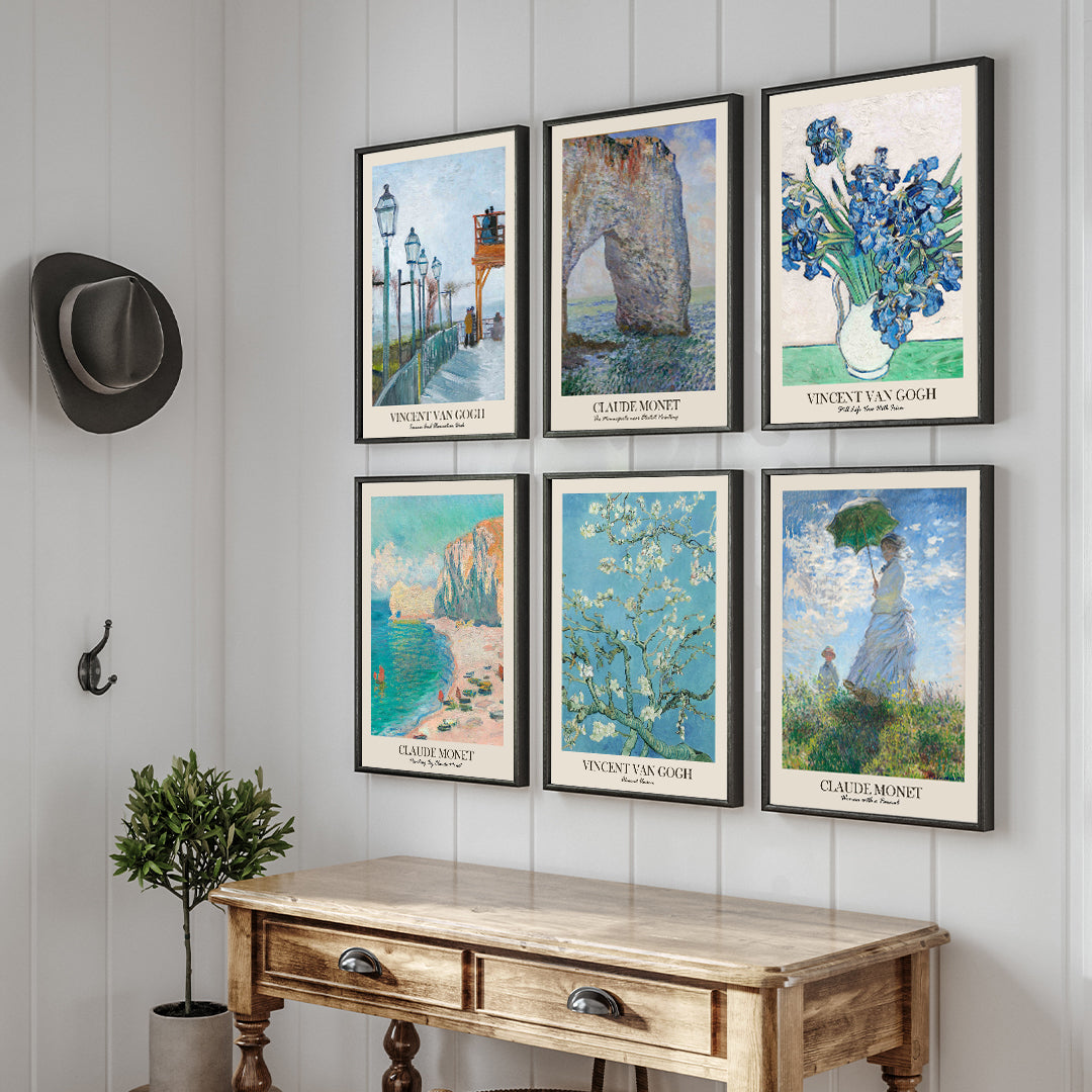 Claude Monet and Vincent Van ogh Wall Art Set of 6