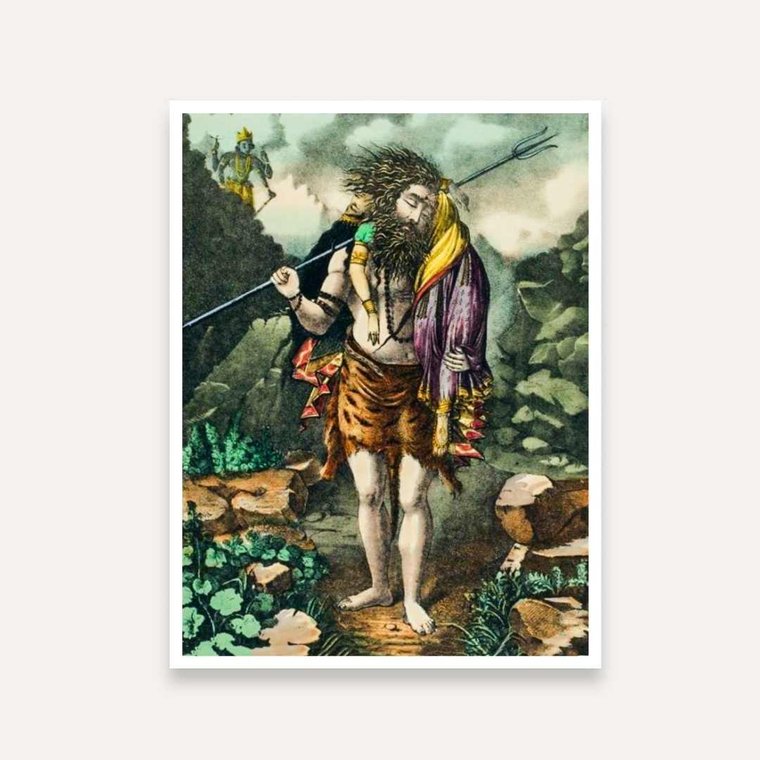 Shiva Mahadev Spiritual Painting for Home | Vintage Lord Shiva Wall Art | Giclée Print 4 :5 Vertical Premium Wall Art Canvas by MeriDeewar