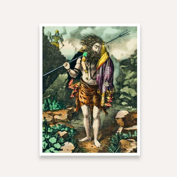 Shiva Mahadev Spiritual Painting for Home | Vintage Lord Shiva Wall Art | Giclée Print 4 :5 Vertical Premium Wall Art Canvas by MeriDeewar