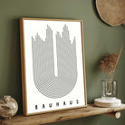 Bauhaus Minimalist U-Shape Linear Frequency Poster | Vertical High-Contrast White Framed Wall Art 2 : 3 Vertical Premium Wall Art Canvas by MeriDeewar