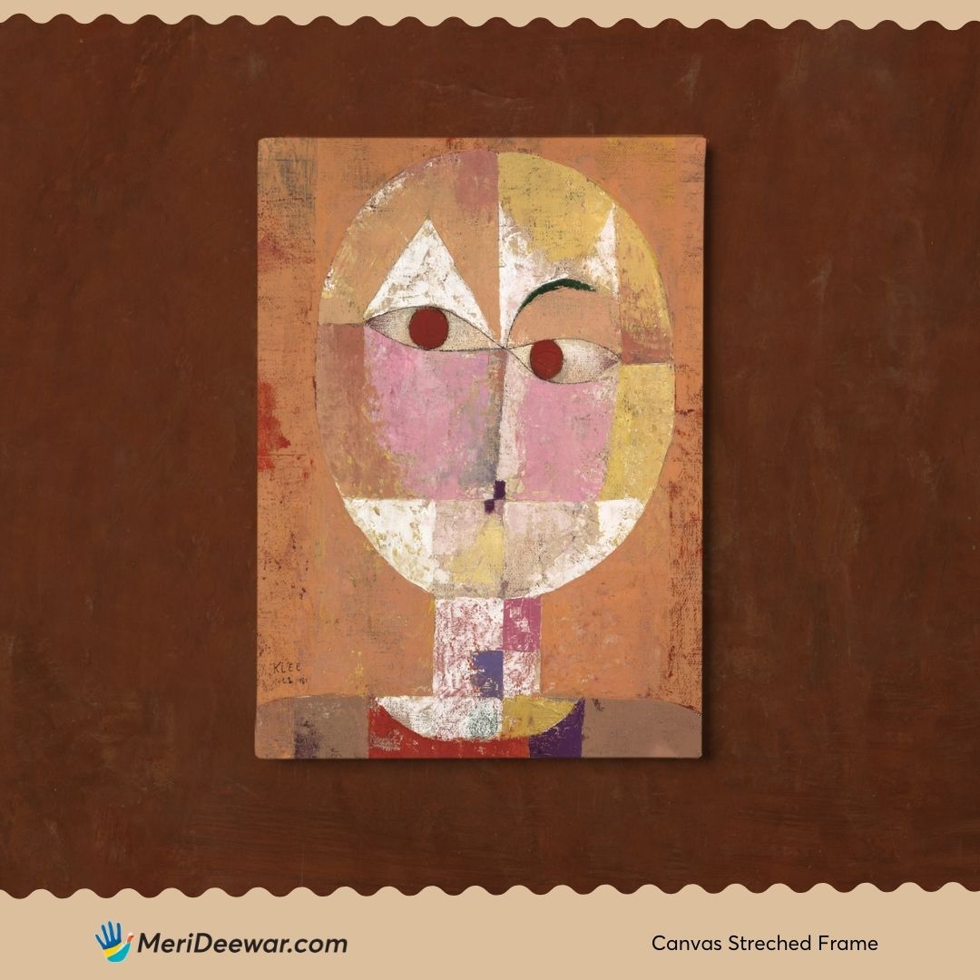 Orange Geometric Face/ Senecio Painting by Paul Klee