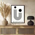 Bauhaus "Ausstellung 1923" Minimalist Linear U-Shape & Circles Poster | Vertical High-Contrast White Framed Wall Art 2 : 3 Vertical Premium Wall Art Canvas by MeriDeewar