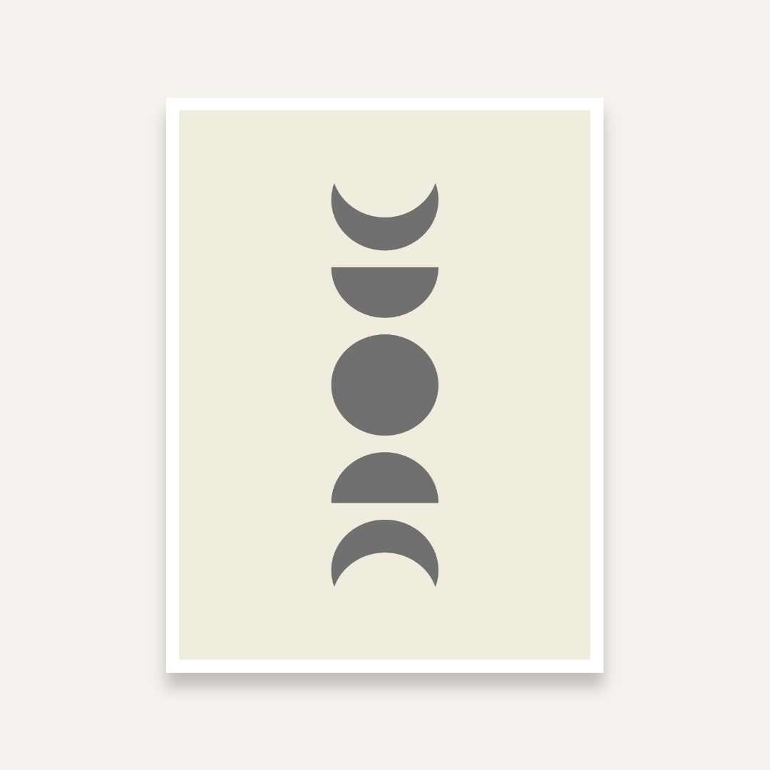 Moon Phases Wall Painting for Bedroom | Minimalist Celestial Art | Giclée Print 4 :5 Vertical Premium Wall Art Canvas by MeriDeewar