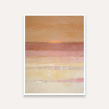 Scandinavian Minimalist Layered Sunset Peach & Pastel Pink Abstract Landscape Painting | Vertical Modern Boho White Framed Wall Art 3 : 4 Vertical Premium Wall Art Canvas by MeriDeewar