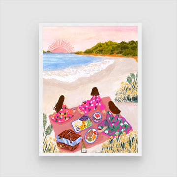 Serene Beach Picnic Art Print - Add Coastal Vibes | MeriDeewar