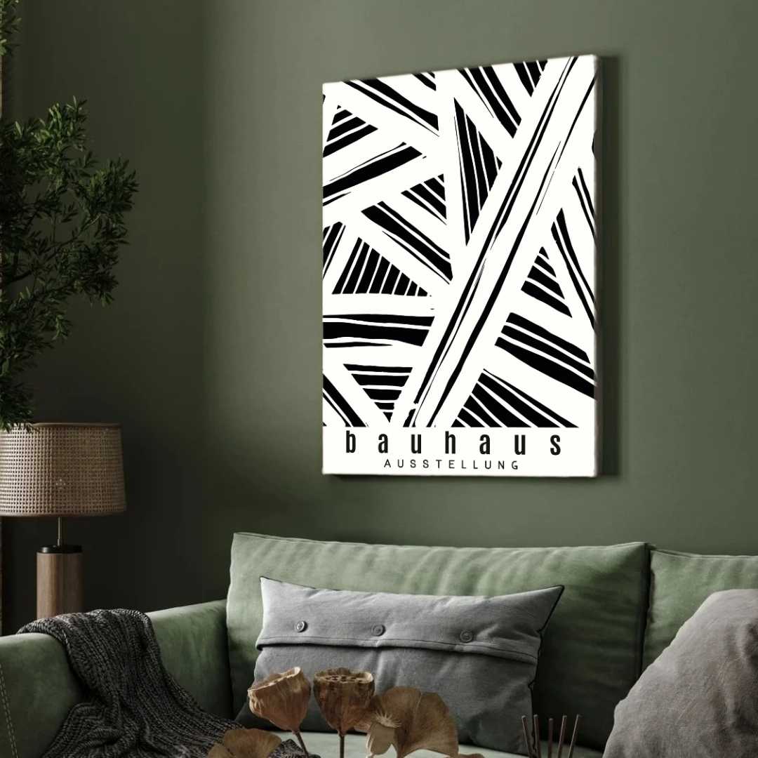 Bauhaus Geometric Abstract Linework Shard Poster | Vertical High-Contrast White Framed Wall Art