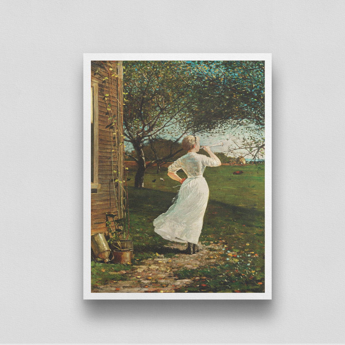 Woman With White Dress Painting by Winslow Homer