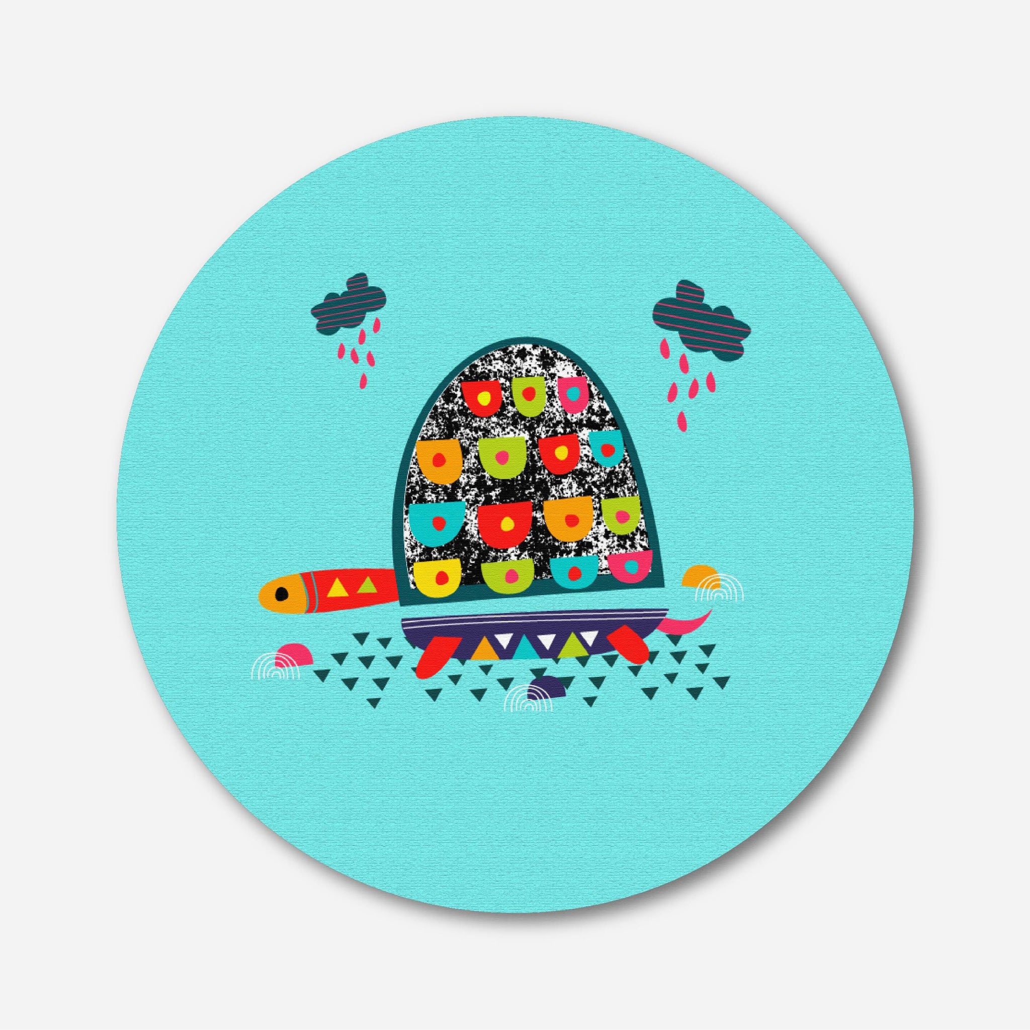 Turtle Pond Painting Circular Canvas Frame