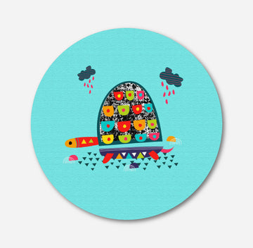 Turtle Pond Painting Circular Canvas Frame