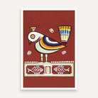 "Stylized Bird with Fish" Jamini Roy Painting | Fine Art Wall Art 2 : 3 Vertical Premium Wall Art Canvas by MeriDeewar