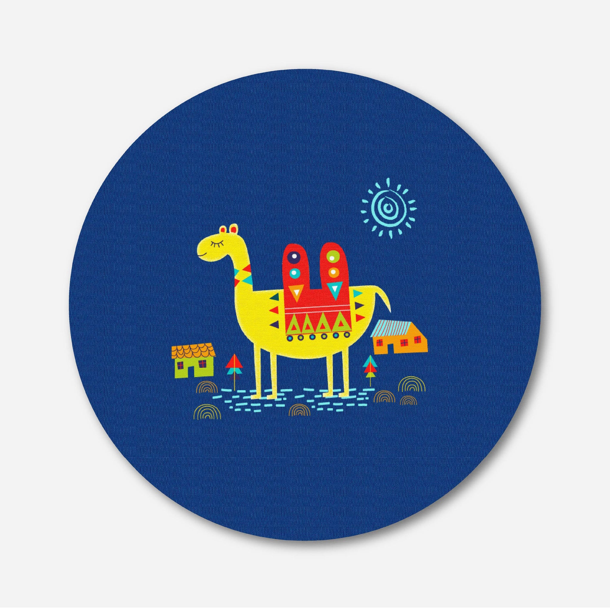 Camel Art Painting Circular Canvas Frame