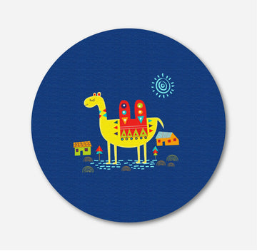 Camel Art Painting Circular Canvas Frame