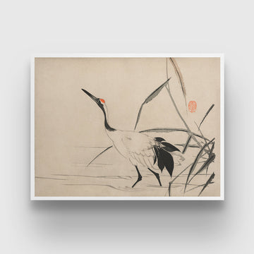 The ukiyo-e illustration of a Japanese crane By Mochizuki Gyokusen