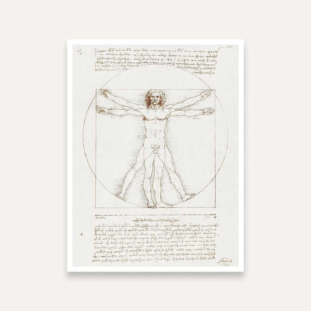 Vitruvian Man by Leonardo da Vinci | Classic Wall Painting for Study Room & Office | Fine Art Print 4 X 5.5 Vertical Premium Wall Art Canvas by MeriDeewar