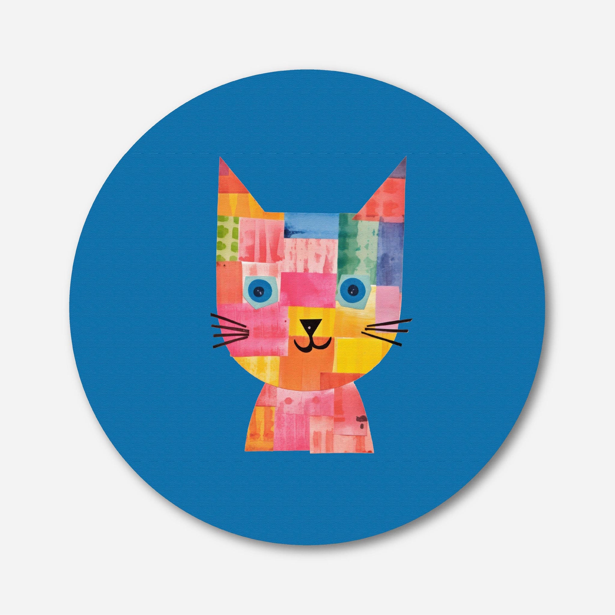 Lovely Kitty Face Painting Circular Canvas Frame