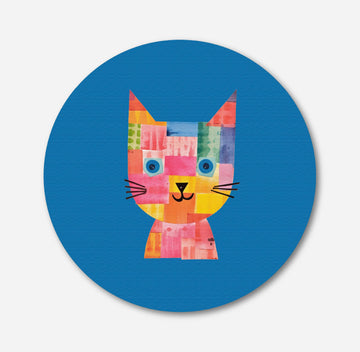 Lovely Kitty Face Painting Circular Canvas Frame