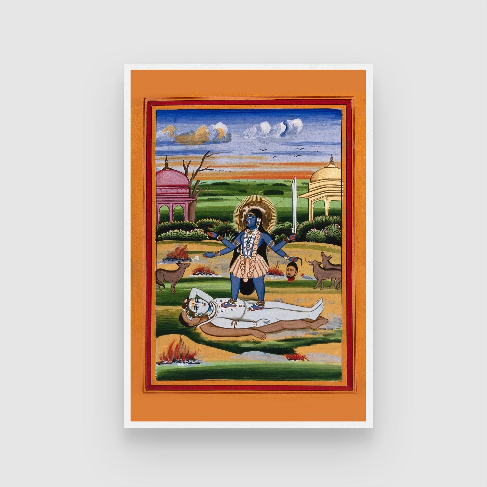 Kali Mata Wall Art | Vibrant Indian Mythology Painting | MeriDeewar.com