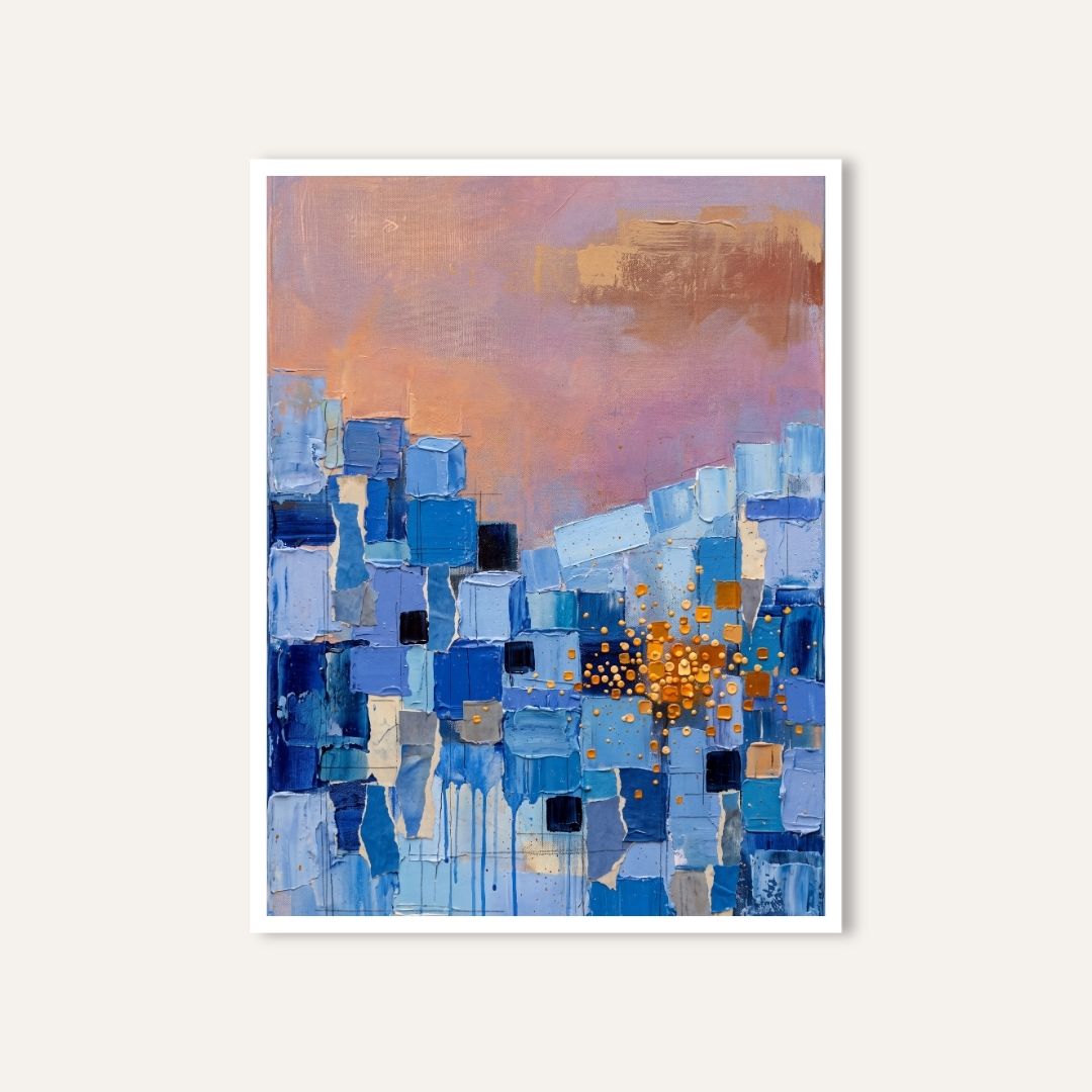 Blue City Night | Jodhpur Abstract Statement Art 2 : 3 Vertical Premium Wall Art Canvas by MeriDeewar