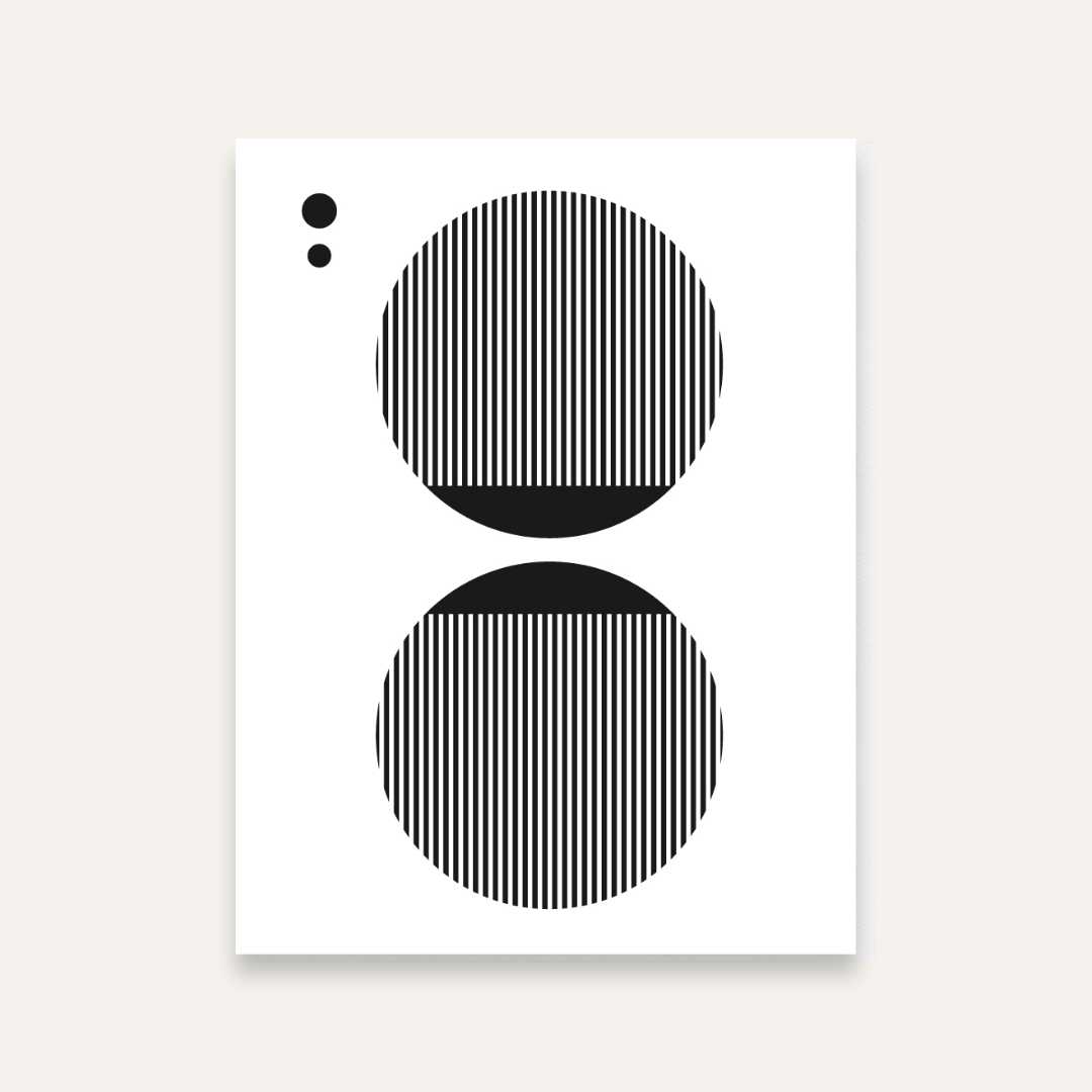 Black & White Abstract Geometric Wall Painting for Living Room | Minimalist Line Art Print 4 X 5.5 Vertical Premium Wall Art Canvas by MeriDeewar